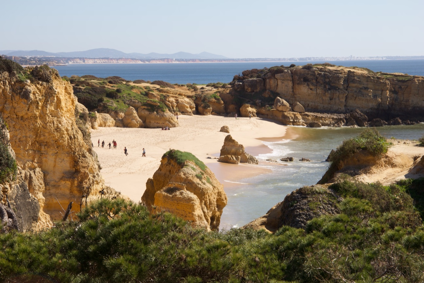 Aerial view of secluded Algarve beach